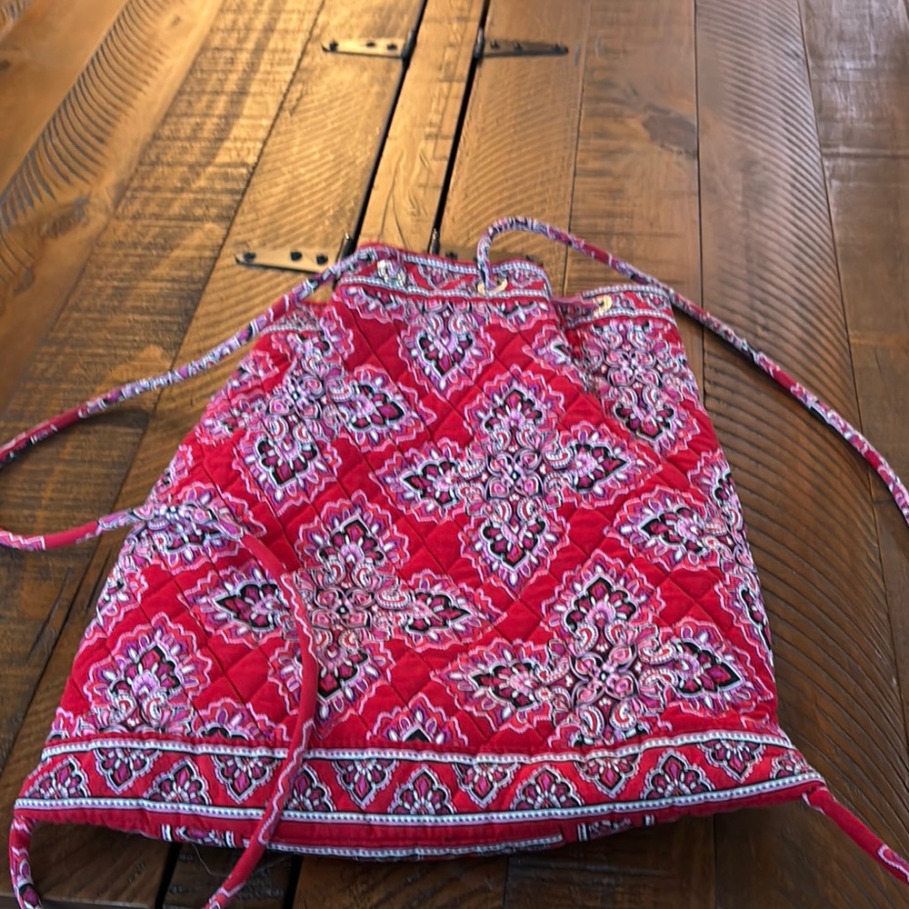 Vibrant Red Patterned Drawstring Bag - Picture 2 of 4